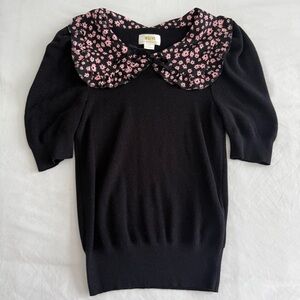 Anthropologie Maeve Floral Collar Sweater